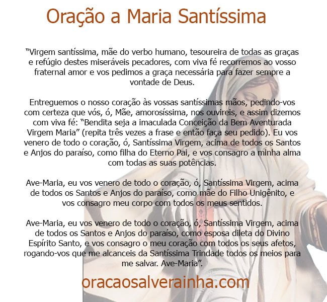 Oração a ração a Maria Santíssima