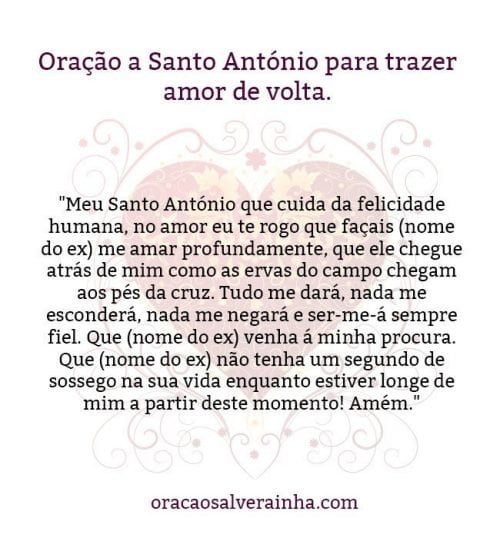 oração de Santo António para trazer amor de volta