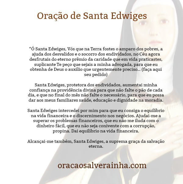 oração de Santa Edwiges para imprimir