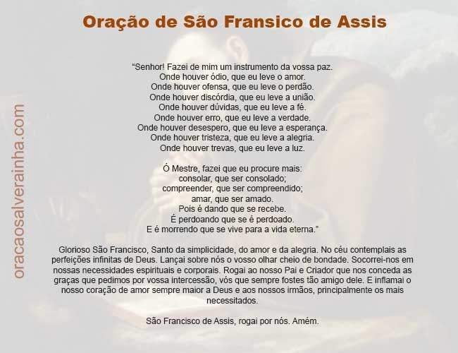 oração de são Francisco Assis para imprimir