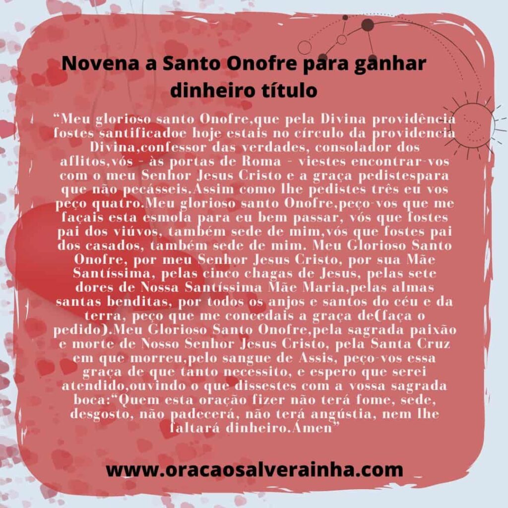 novana a santo onofre para ganhar dinheiro