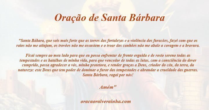 oração mais conhecida da santa Bárbara
