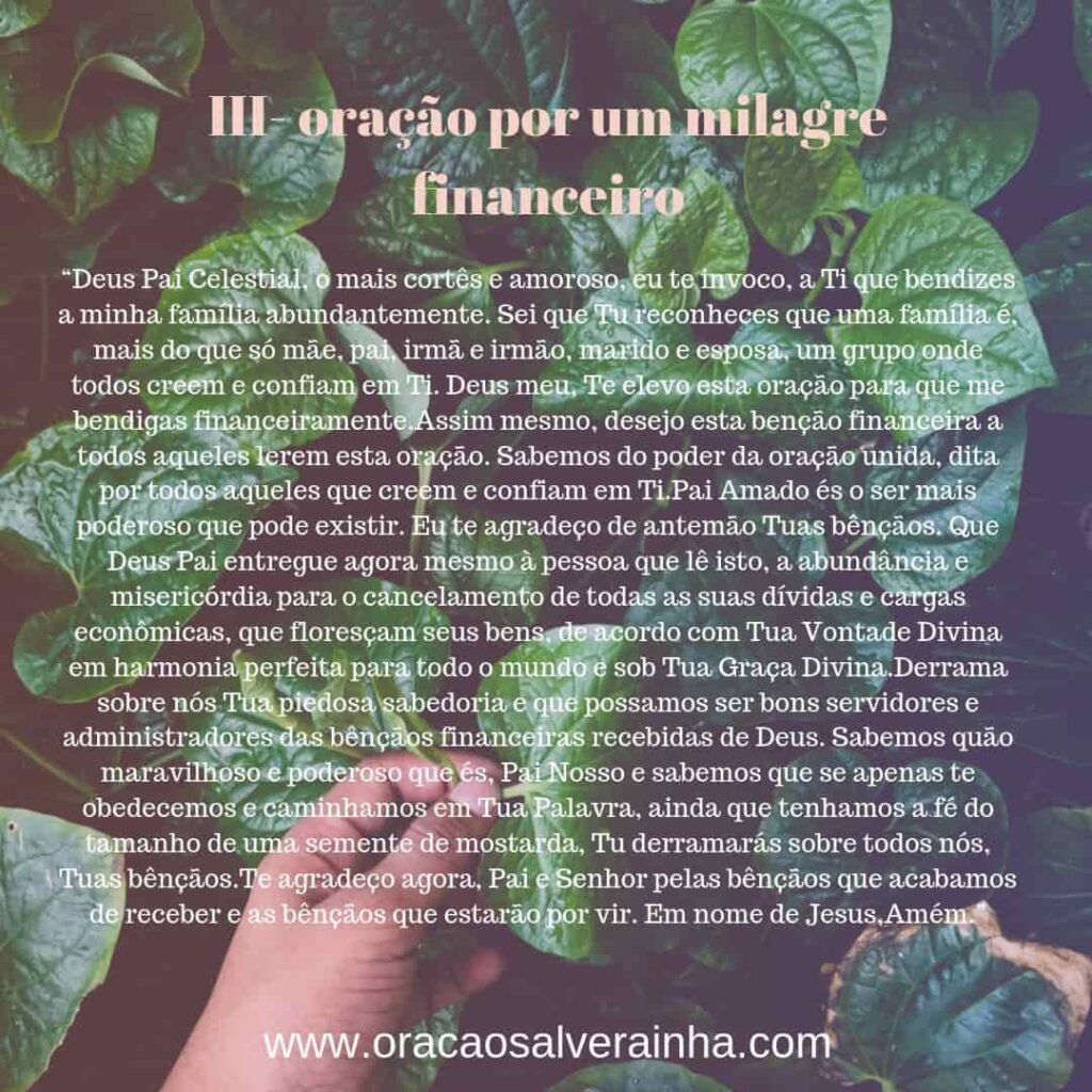 Oração por um milagre financeiro