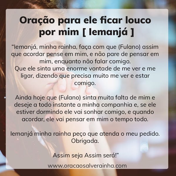 oração para ele ficar louco por mim a Iemanjá 