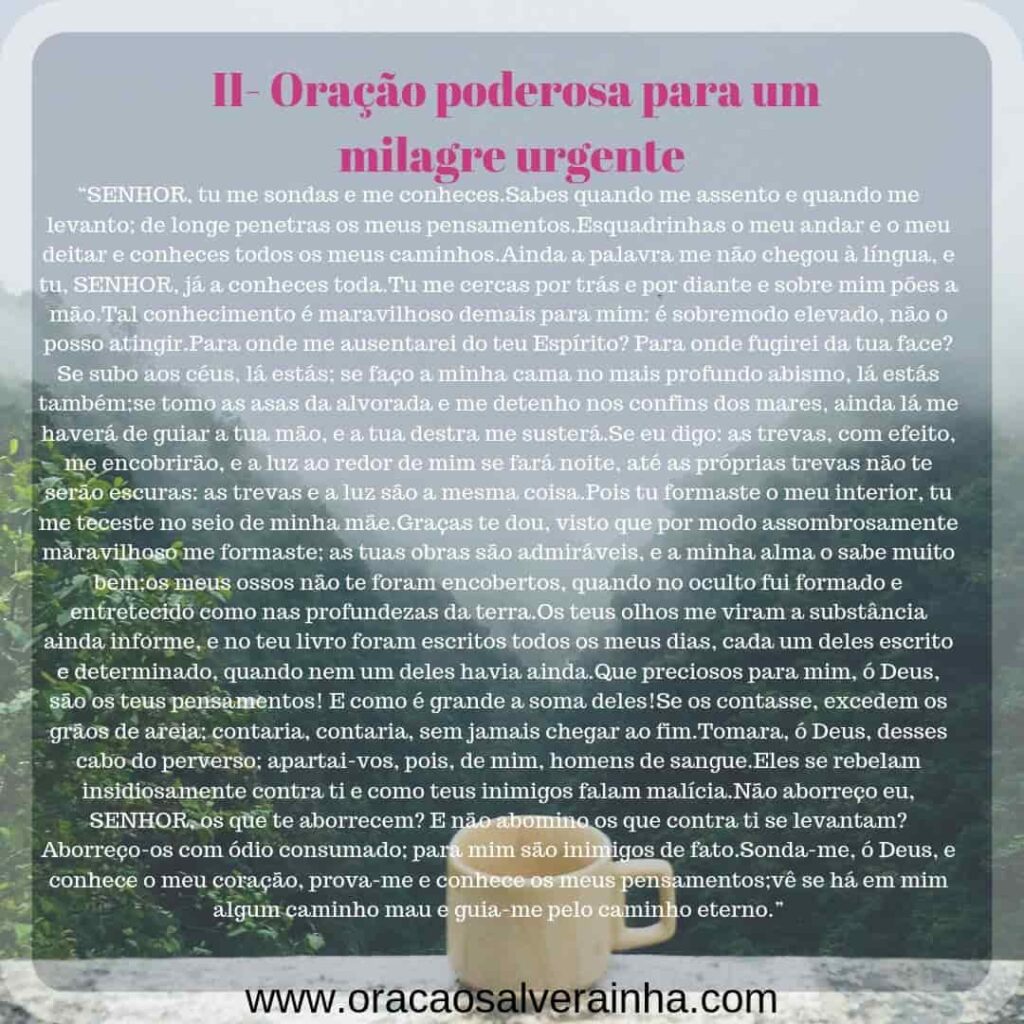 oração poderosa por um milagre urgente