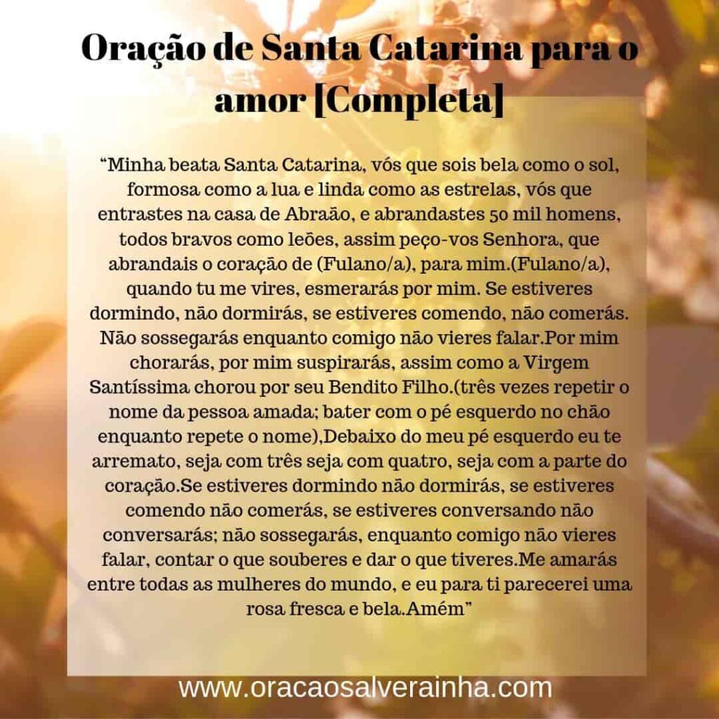 Oração Santa Catarina para amor