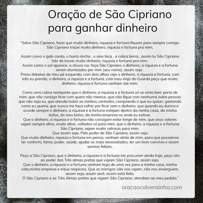 oracao de sao Cipriano para ganhar dinheiro 