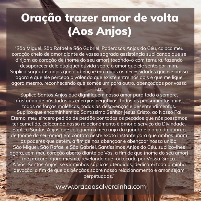 oração aos anjos para amor voltar