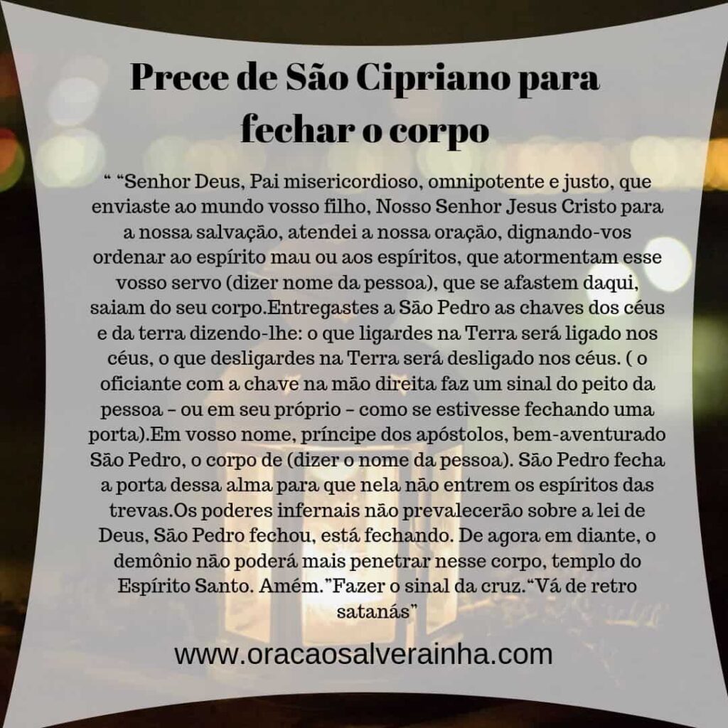 Oração de São Cipriano para Fechar o Corpo