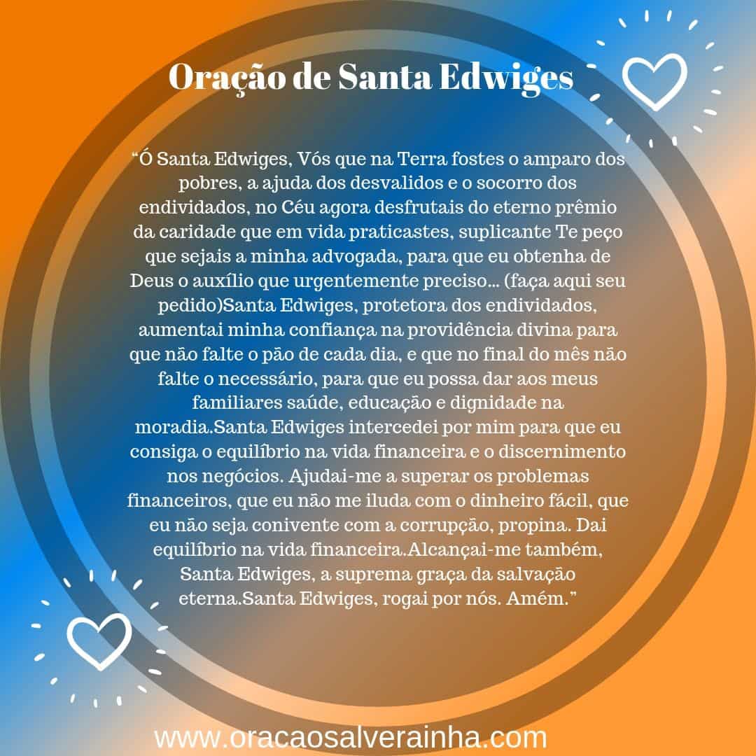 Oração de Santa Edwiges Protetora dos Endividados
