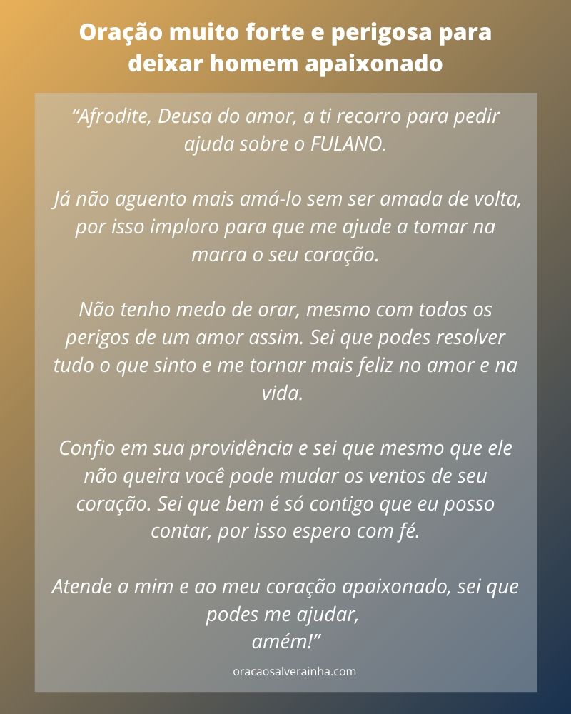 Oração muito forte e perigosa para deixar homem apaixonado