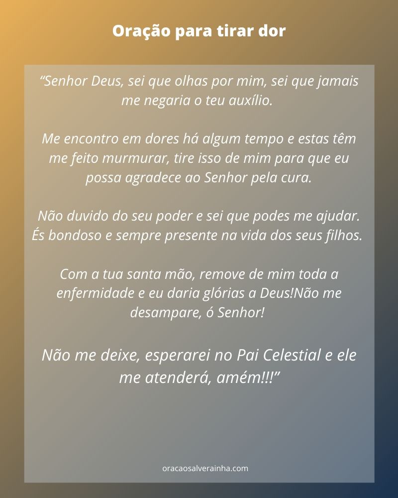 oração para tirar a dor