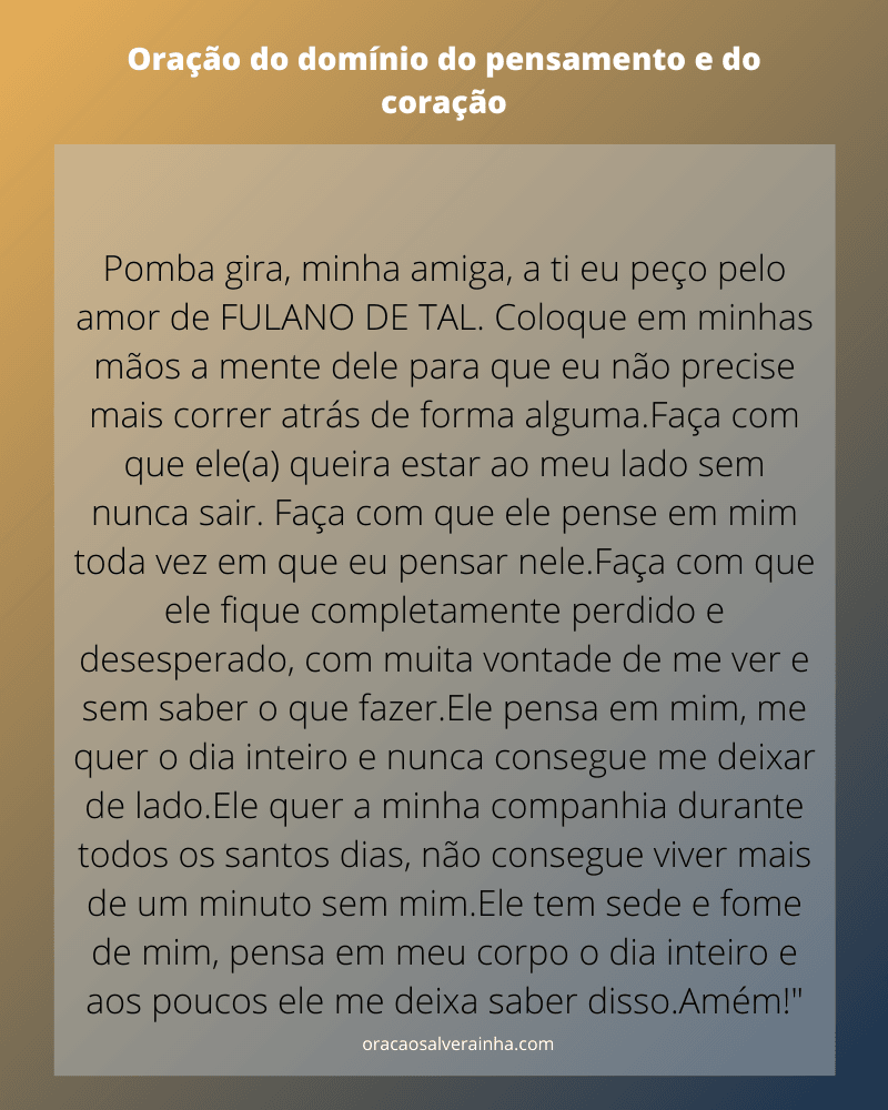 Oração do domínio da mente e do coração
