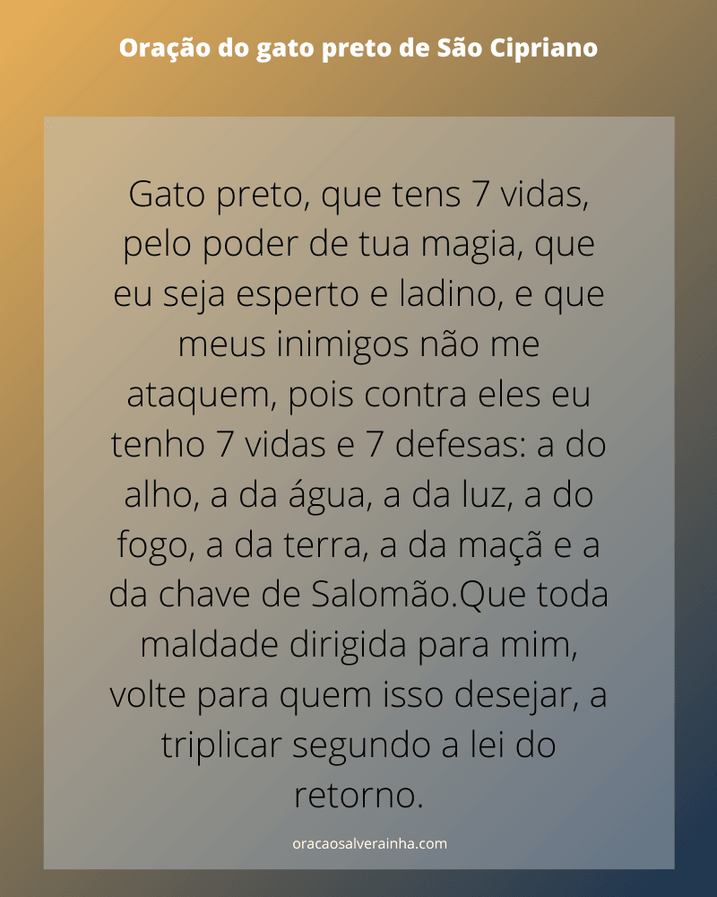 Oração do gato preto de São Cipriano
