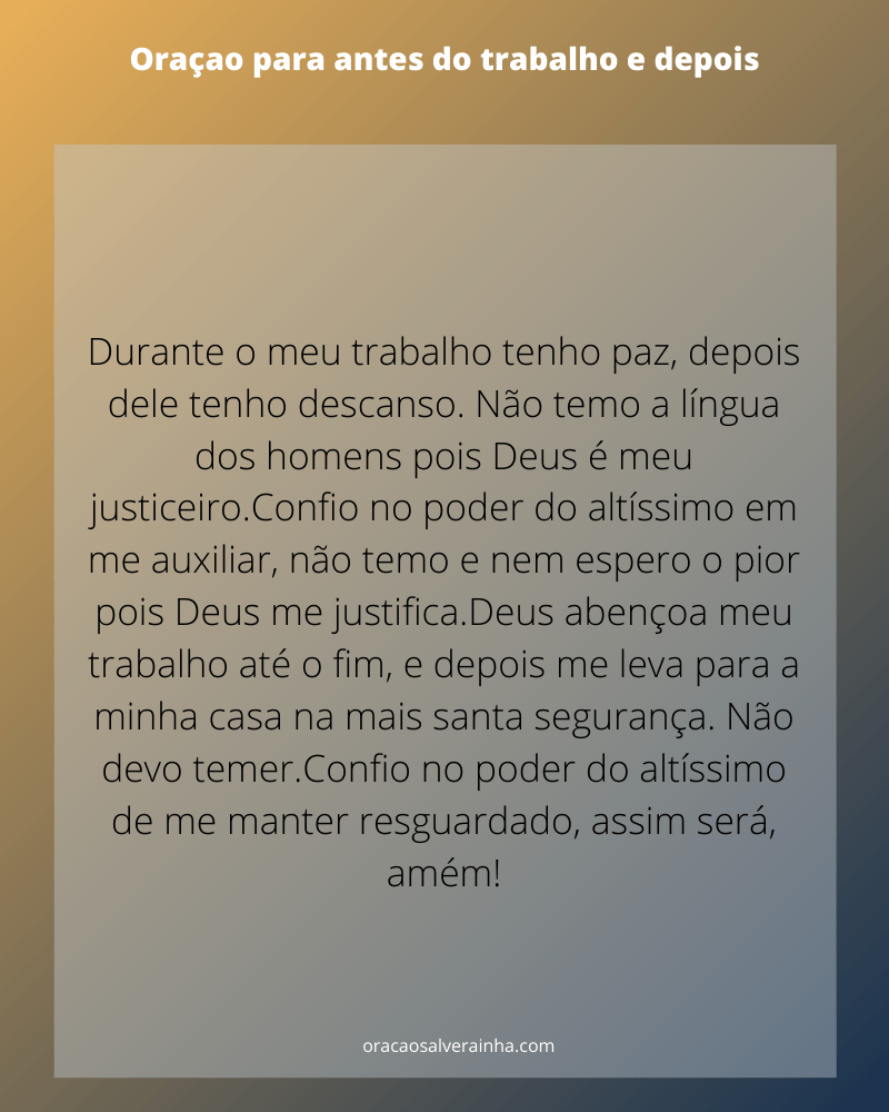 Oração para antes do trabalho e depois
