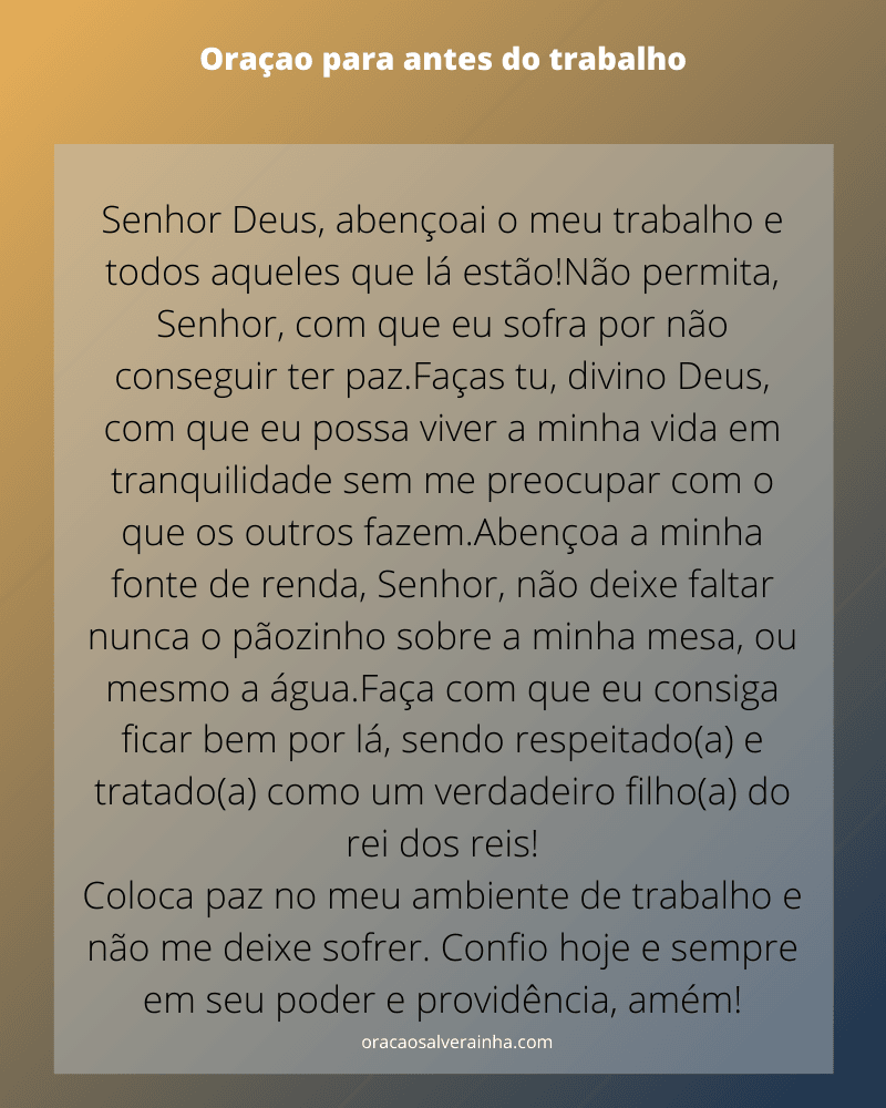 Oração para antes do trabalho