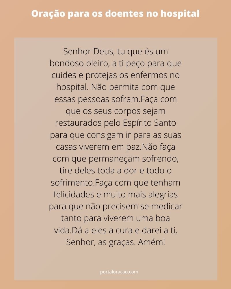 Oração para doentes no hospital