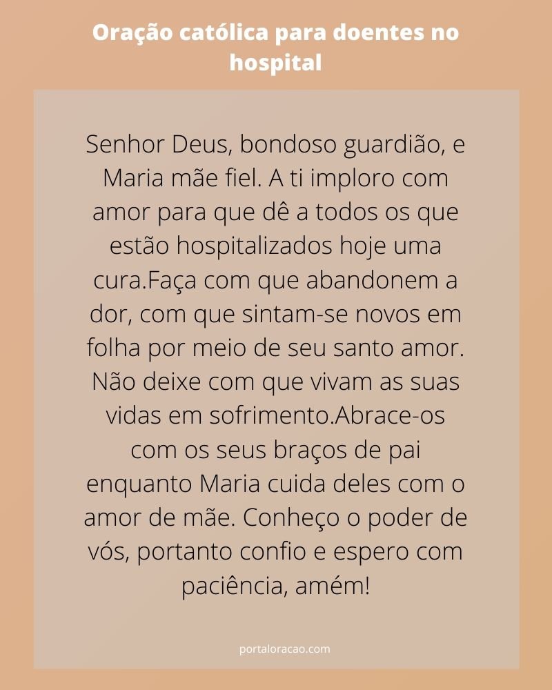 Oração católica para doente no hospital